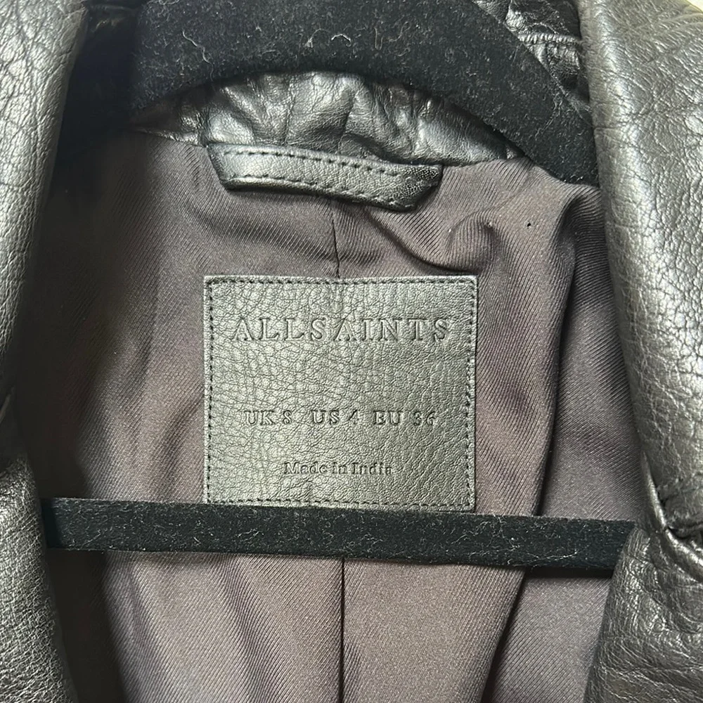 Allsaints Hadi Biker leather jacket sz 4 | black moto jacket EUC - Picture 2 of 16